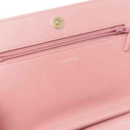 Chanel Caviar Quilted Boy Wallet On Chain WOC Light Pink 7 of 11