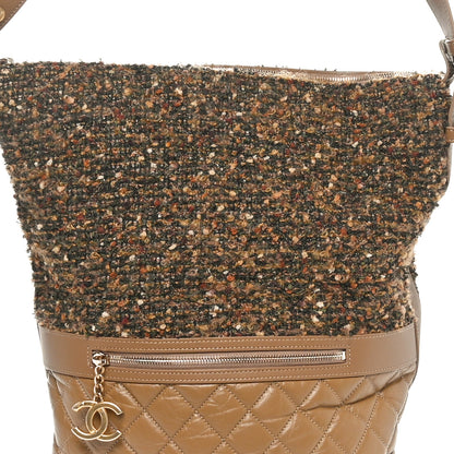 Chanel Tweed Aged Calfskin Quilted Casual Style Hobo Beige 8 of 10