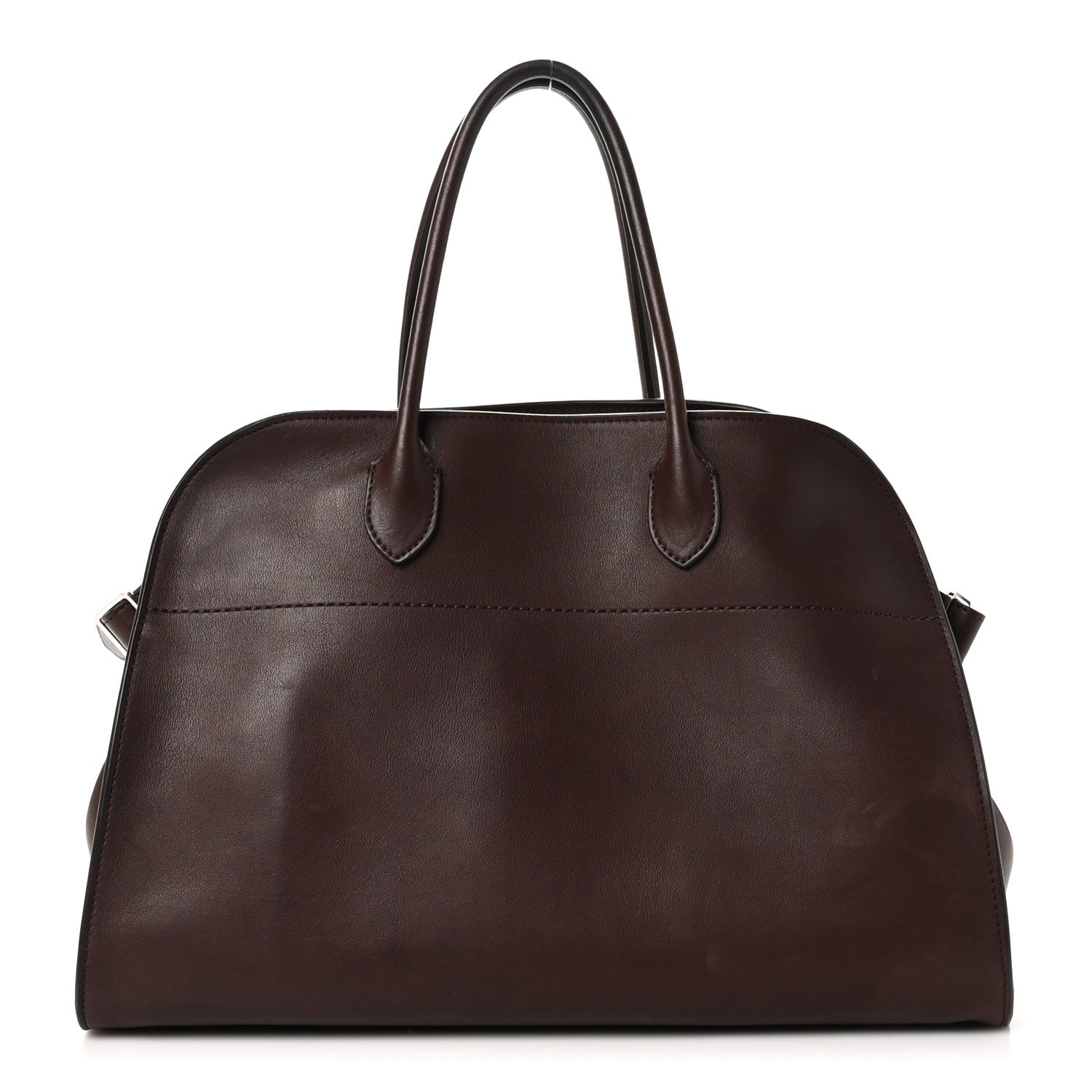 The Row Polished Saddle Calfskin Soft Margaux 15 Dark Brown 1 of 9