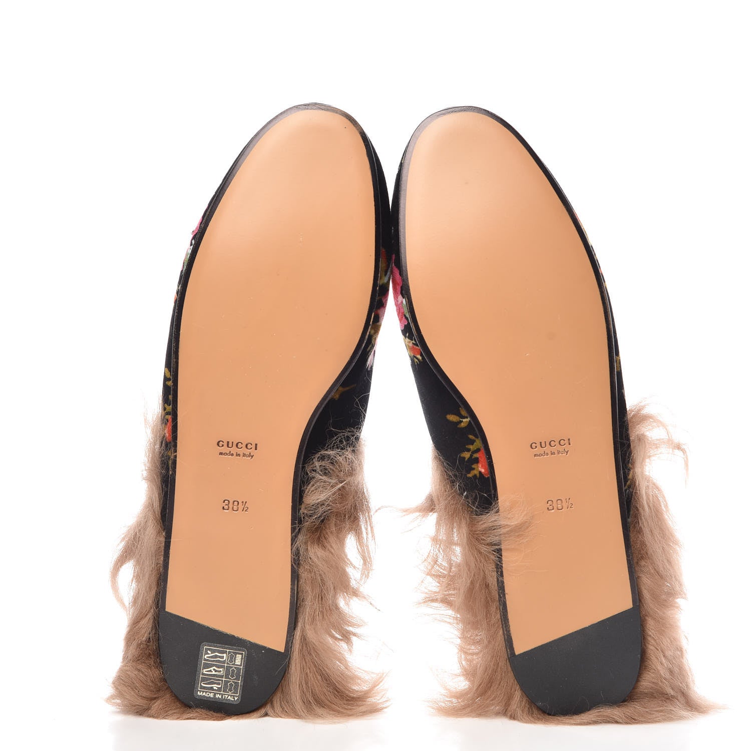 Gucci Velvet Fur Floral Womens Princetown Slippers 38.5 Black 5 of 8