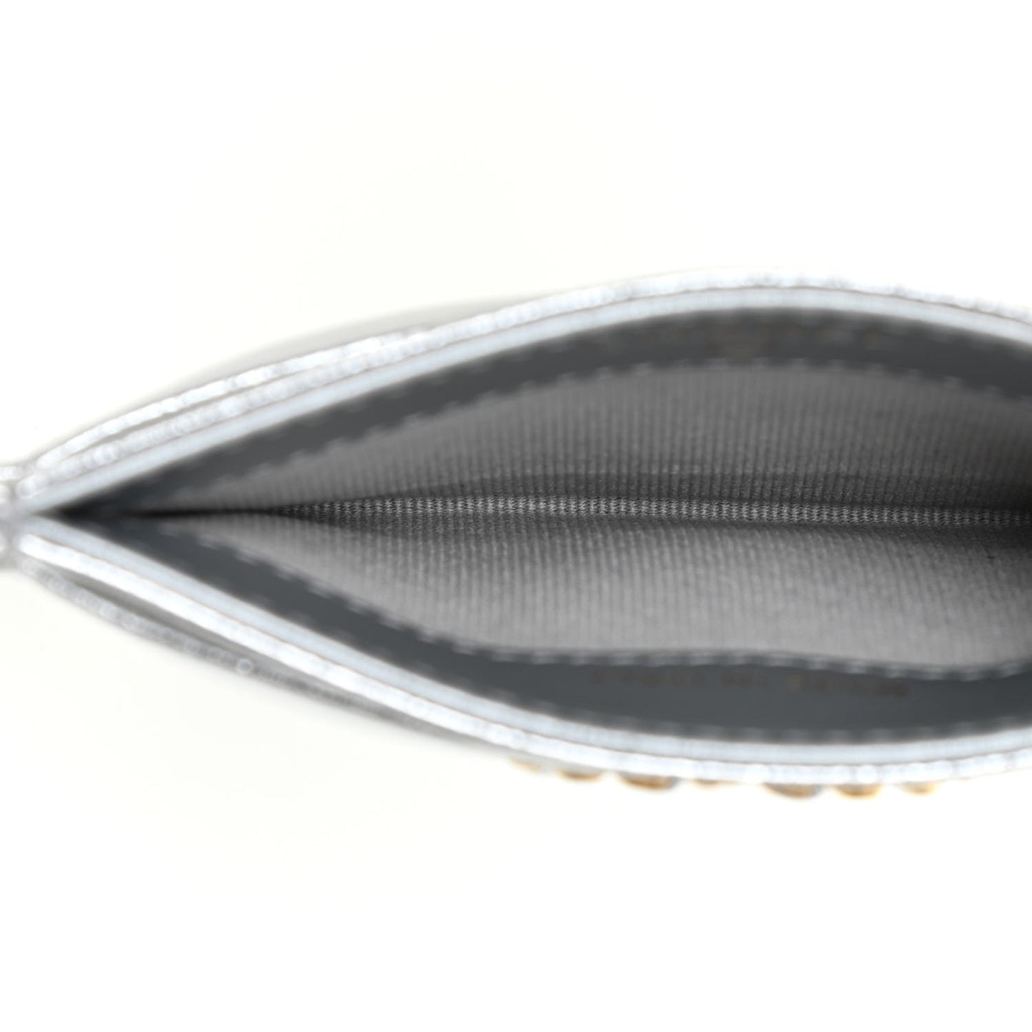 Metallic Goatskin Quilted 19 Card Holder Silver