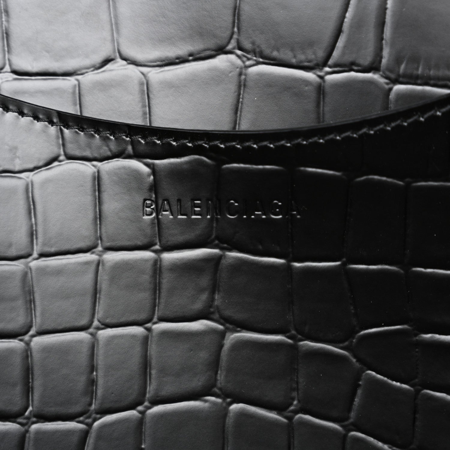 Balenciaga Semi Matte Calfskin Crocodile Embossed Neo Classic Black Hardware Large Top Handle Bag Black 6 of 14