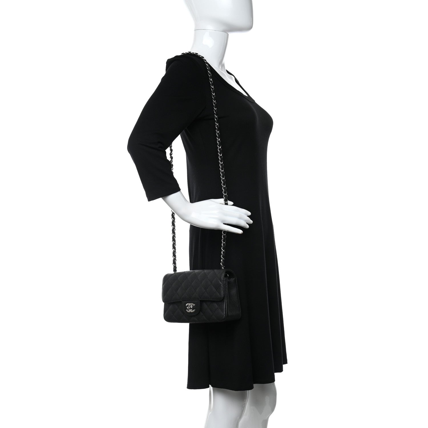 Chanel Caviar Quilted Mini Rectangular Flap Black 2 of 9