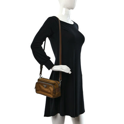 Prada Nylon Saffiano Vela Double Zip Crossbody Bag Tabacco 2 of 8