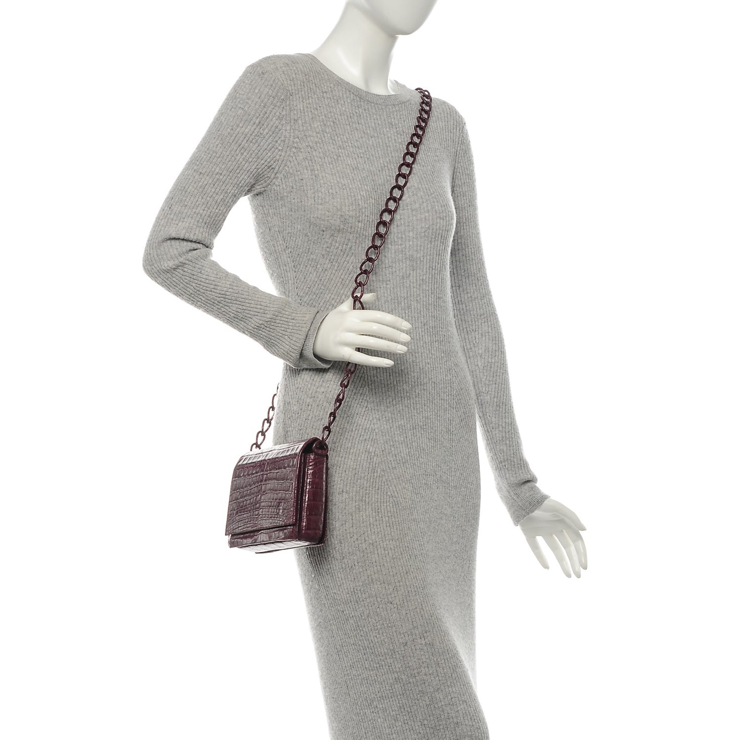 Crocodile Chain Flap Shoulder Bag Purple