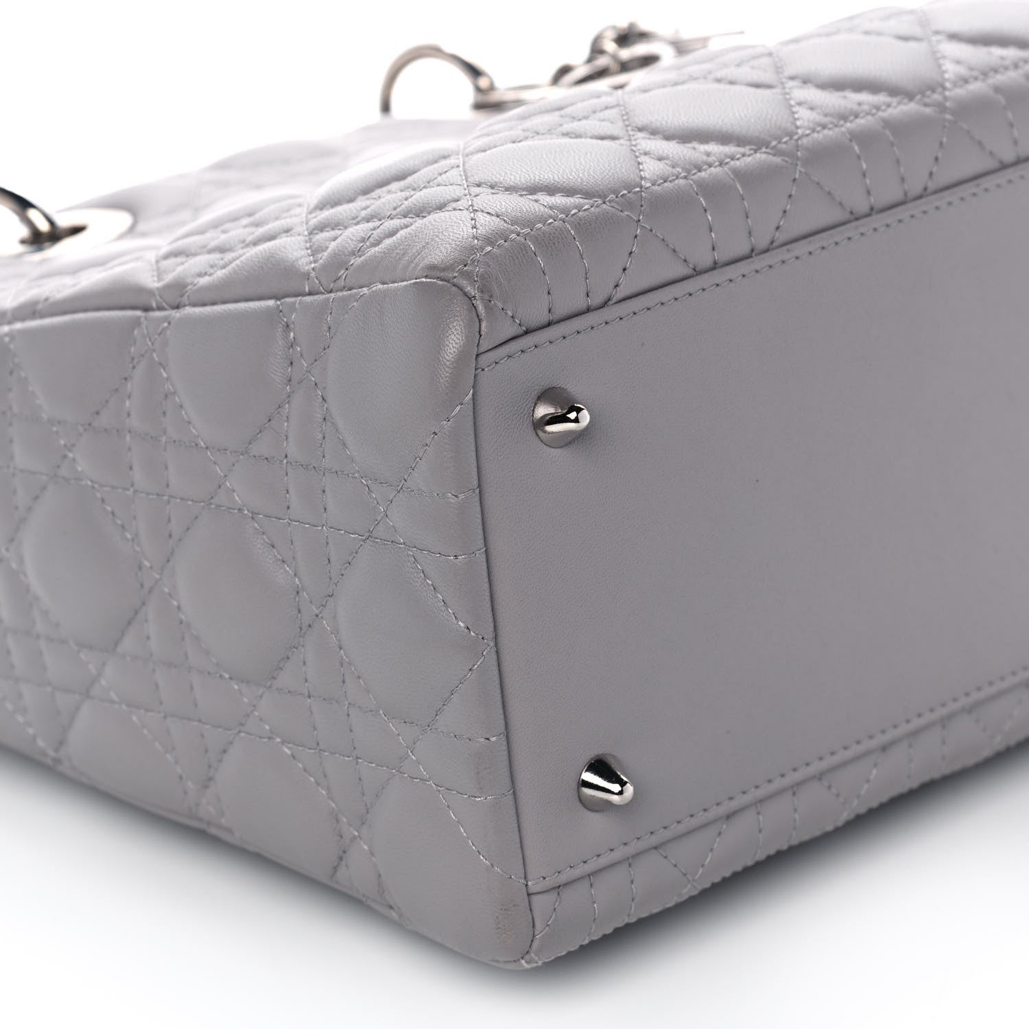 Christian Dior Lambskin Cannage Medium Lady Dior Grey 9 of 10