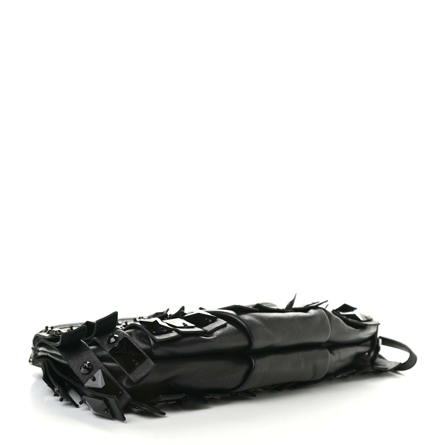 Prada Nappa Jeweled Fringe Wristlet Clutch Black 4 of 13