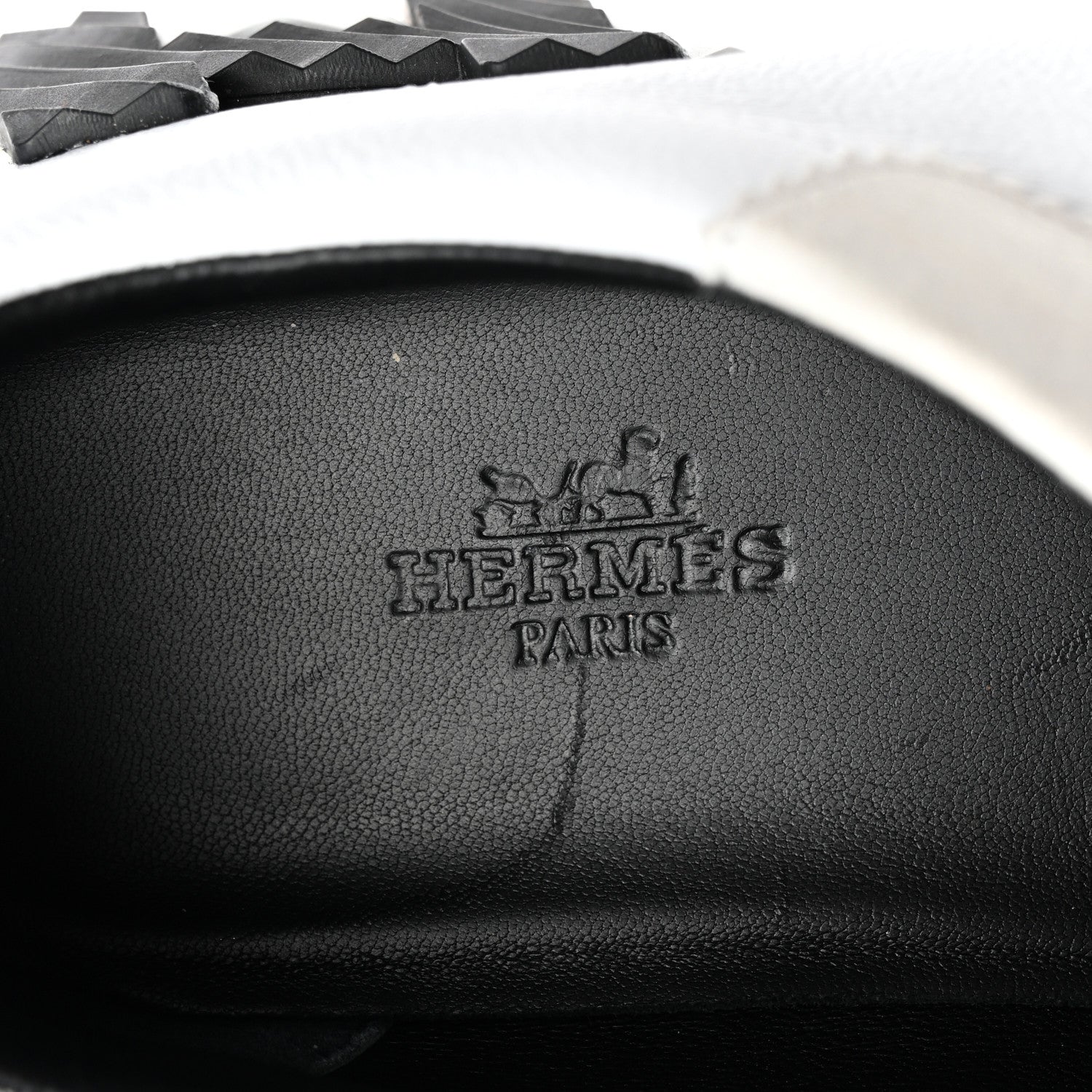 Hermes Goatskin Suede Goatskin Bouncing Sneakers 37 White Black 6 of 7