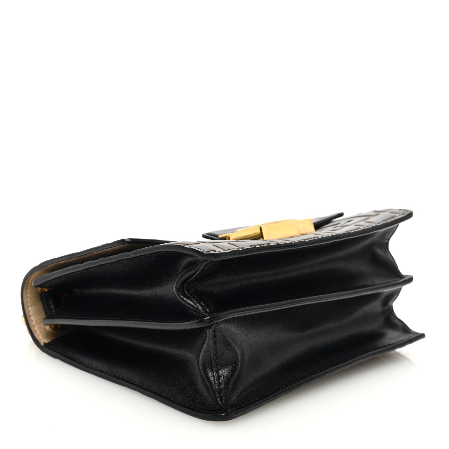 Fendi Vitello Liberty Bi-Color FF 1974 Embossed Small Kan U Shoulder Bag Maya Black 4 of 10