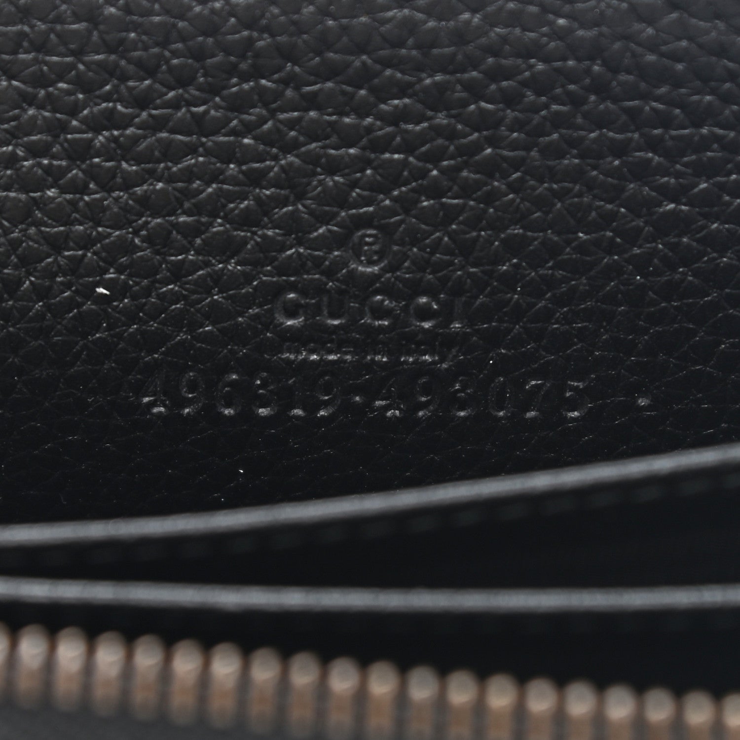 Gucci Calfskin Logo Zip Around Card Case Black 6 of 7