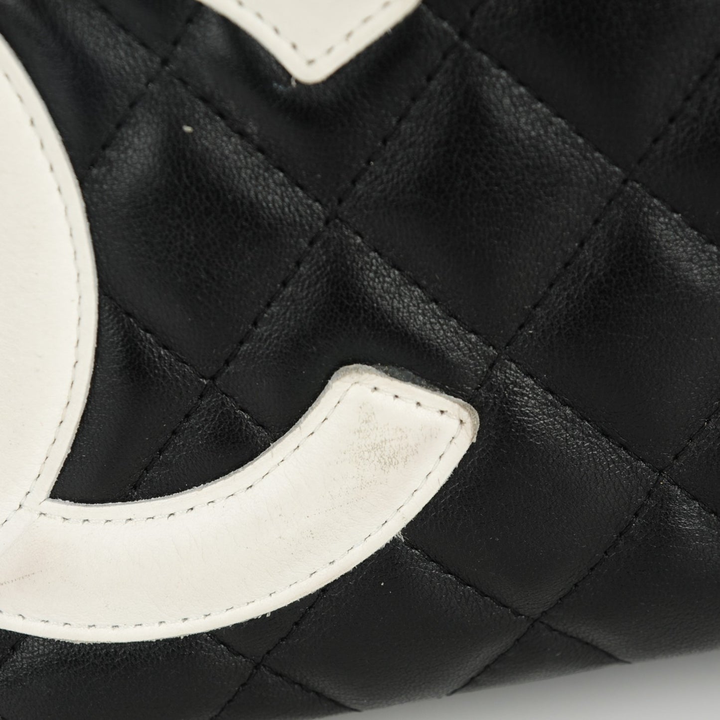 Calfskin Quilted Large Cambon Bowler Black White