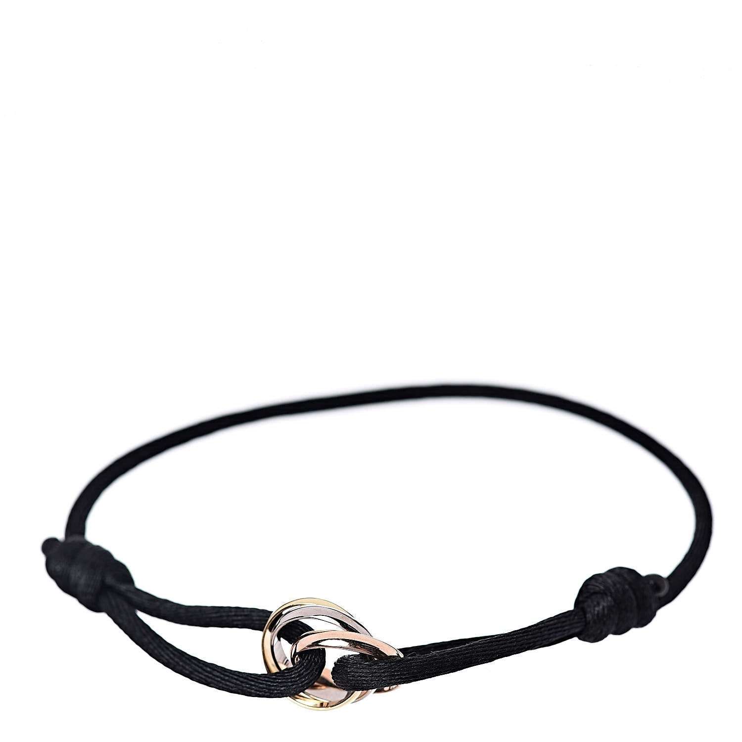 Cartier 18K Pink Yellow White Gold Trinity Adjustable Cord Bracelet Black 1 of 6