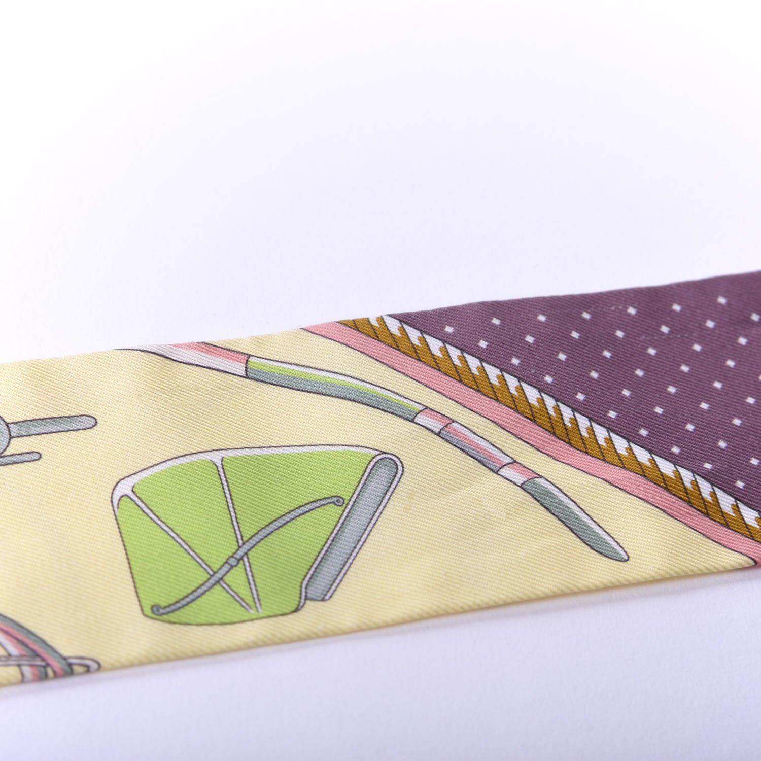 Hermes Silk Les Voitures A Transformation Twilly Jaune Soufre Vieux Rose Vert 5 of 7