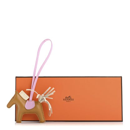 Hermes Milo Lambskin Grigri Rodeo Horse Bag Charm PM Sesame Mauve Sylvestre Craie 4 of 4