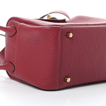Hermes Taurillon Clemence Mini Lindy 20 Rouge Grenat 9 of 12
