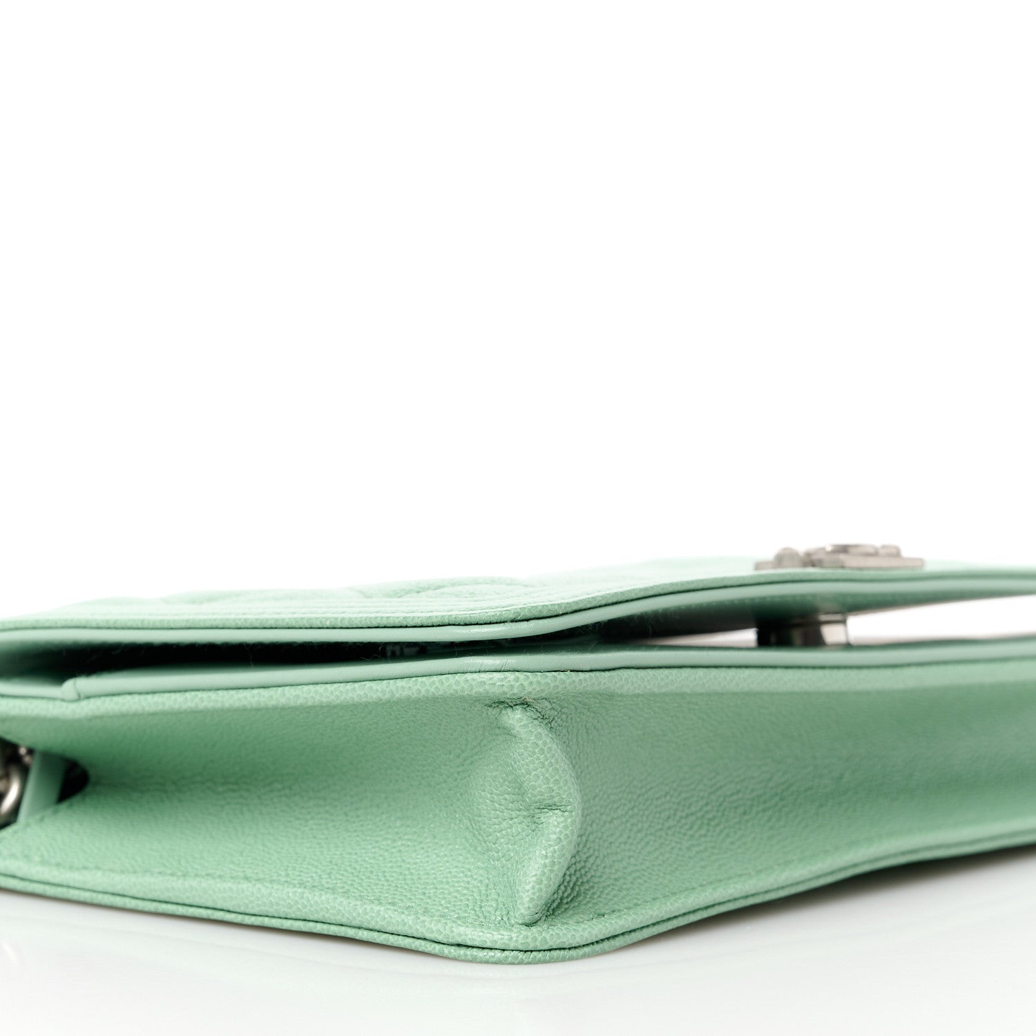 Chanel Caviar Quilted Boy Wallet On Chain WOC Light Green 10 of 12