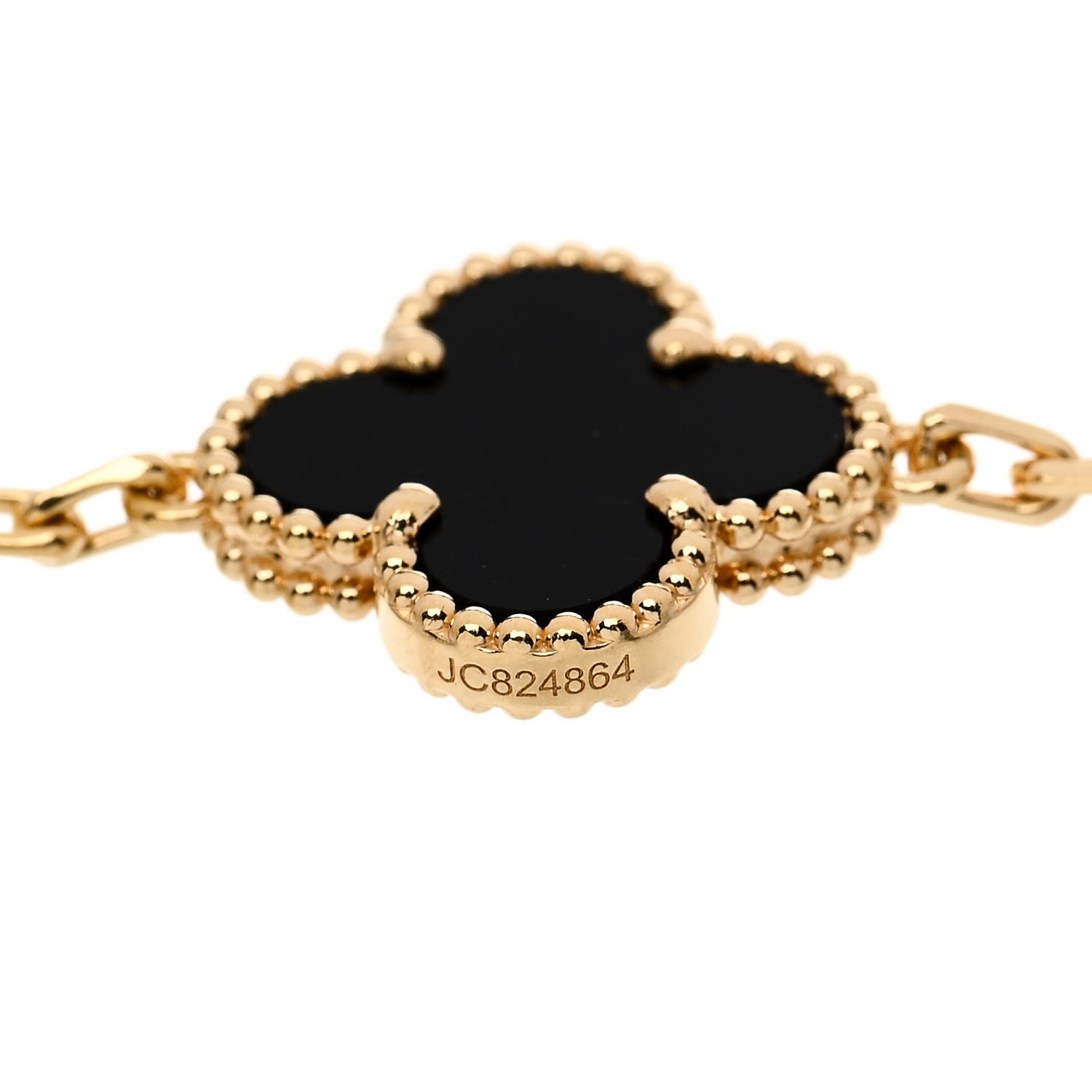 Van Cleef & Arpels 18K Yellow Gold Black Onyx 5 Motifs Vintage Alhambra Bracelet 4 of 5