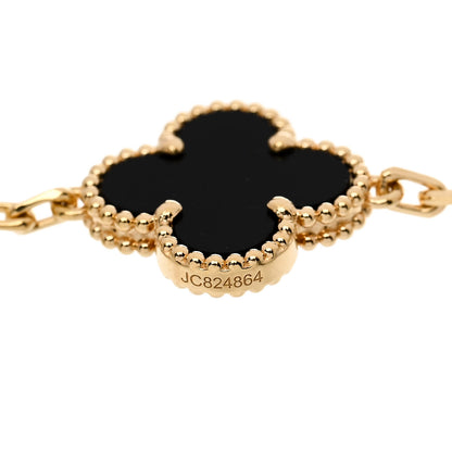 Van Cleef & Arpels 18K Yellow Gold Black Onyx 5 Motifs Vintage Alhambra Bracelet 4 of 5
