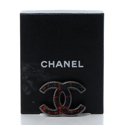 Chanel Tweed CC Brooch Silver Multicolor 5 of 5
