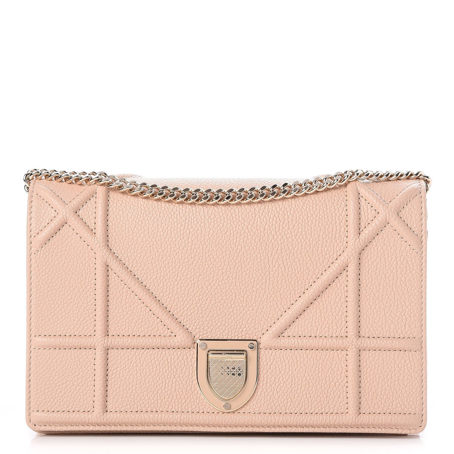 Grained Calfskin Diorama Wallet on Chain Pouch Rose Poudre