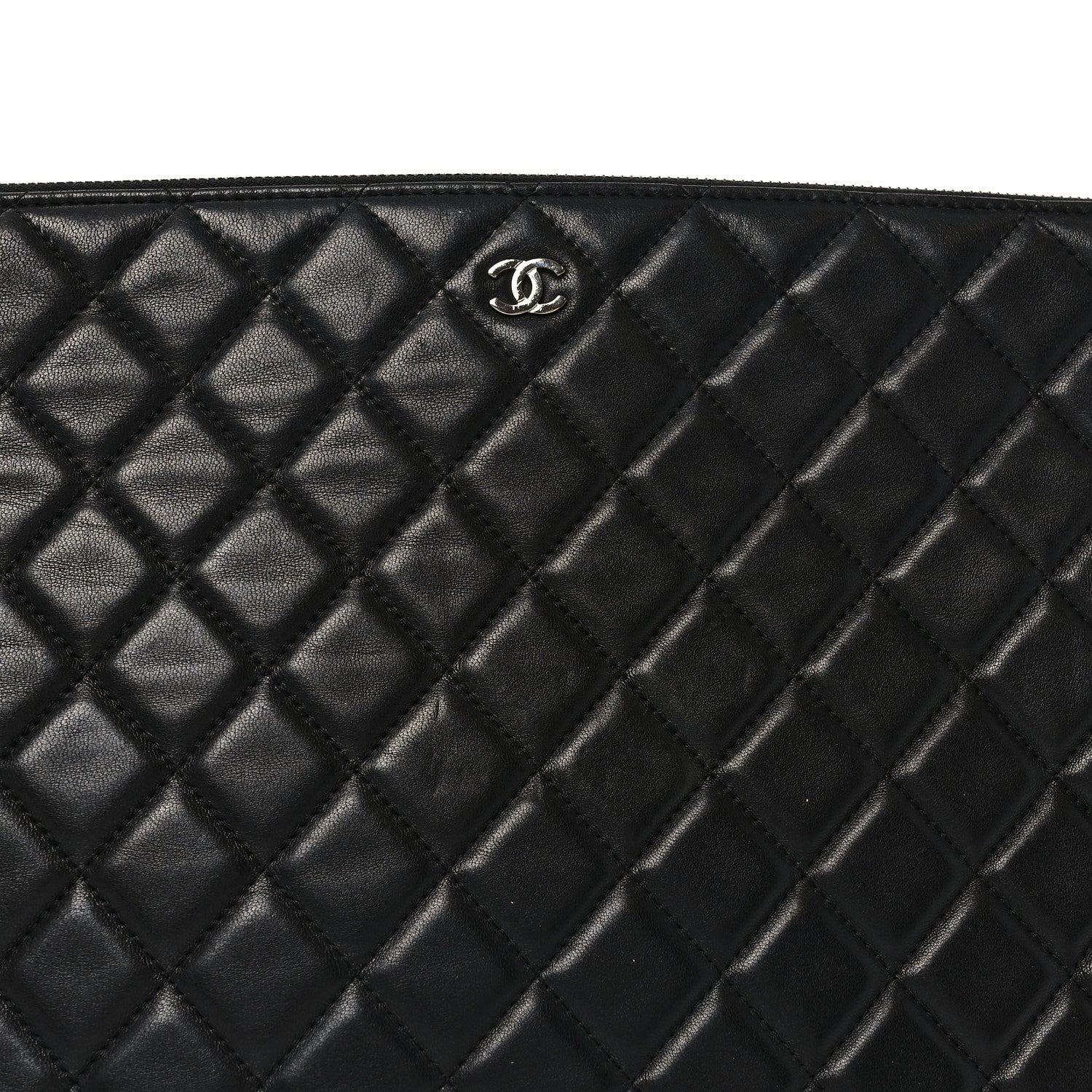 Chanel Lambskin Quilted Large Cosmetic Case Black 8 of 10