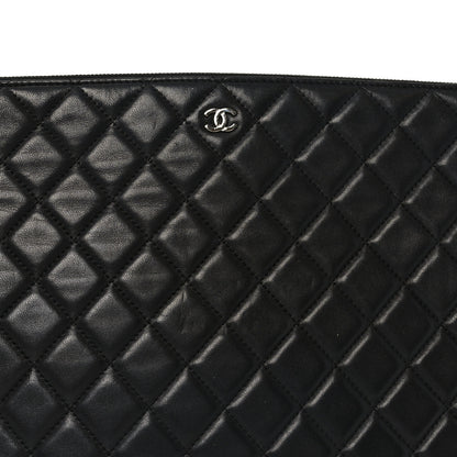 Chanel Lambskin Quilted Large Cosmetic Case Black 8 of 10