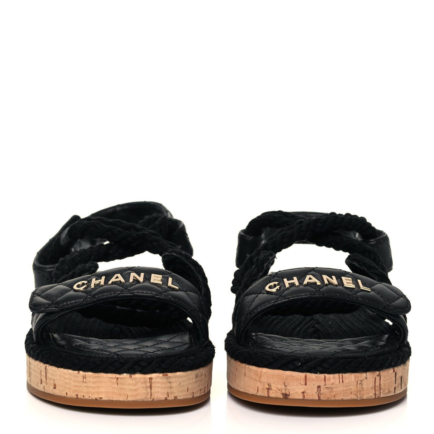 Cord Lambskin Quilted Logo Sandals 39 Black