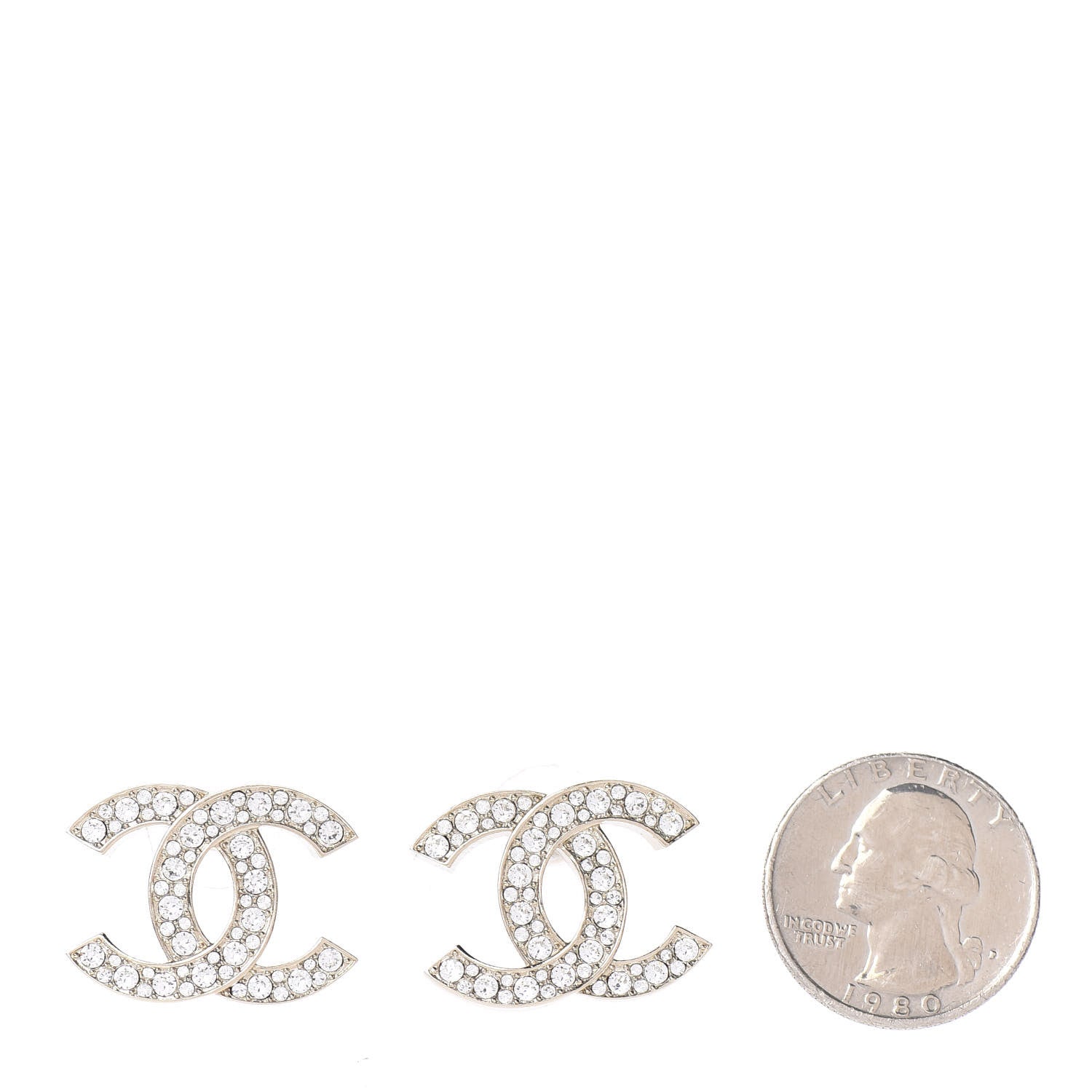 Chanel Crystal CC Rockin Summer Stud Earrings Gold 2 of 4