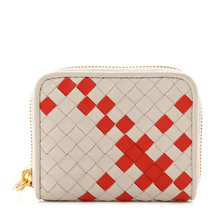 Bottega Veneta Nappa Intrecciato Zip Around Coin Purse White Orange 1 of 7