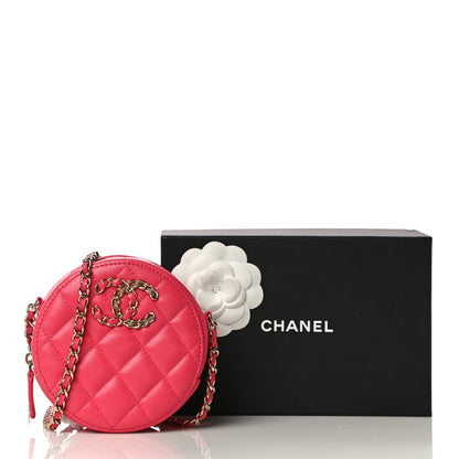 Chanel Caviar Quilted French New Wave Round Clutch With Chain Pink 9 of 9