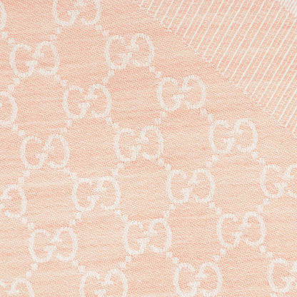 Gucci Wool Silk Monogram GGWeb Fringe Shawl Rose Ivory 5 of 5