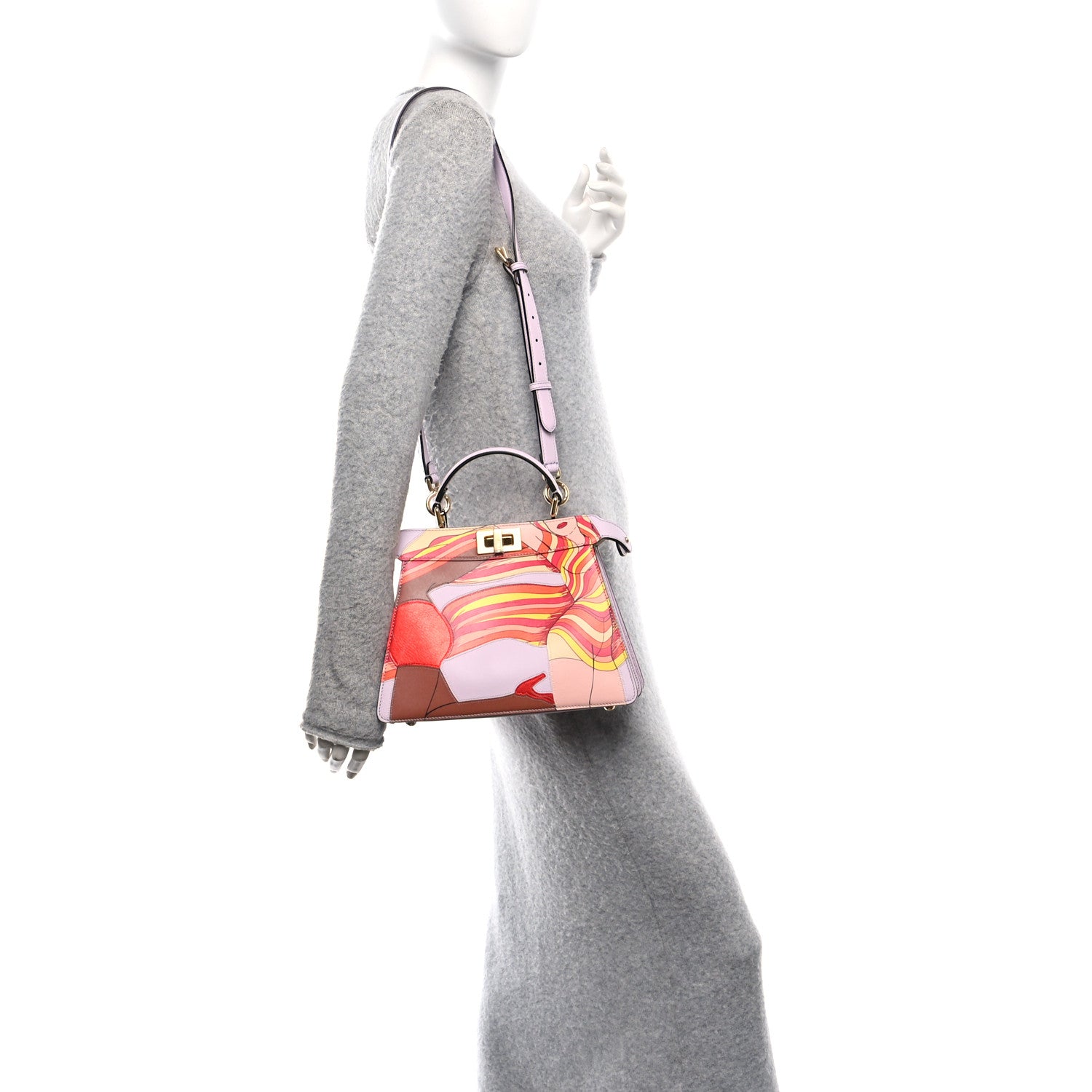 Fendi Vitello Seta Shiny Nappa Dancing Girls Inlay Small Peekaboo I SEE U Satchel Anemone Multicolor 2 of 12