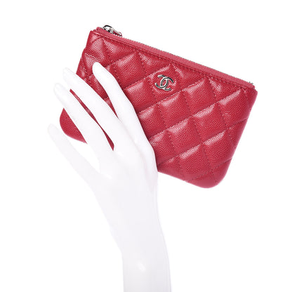 Chanel Caviar Quilted Small Cosmetic Case Dark Red 2 of 8