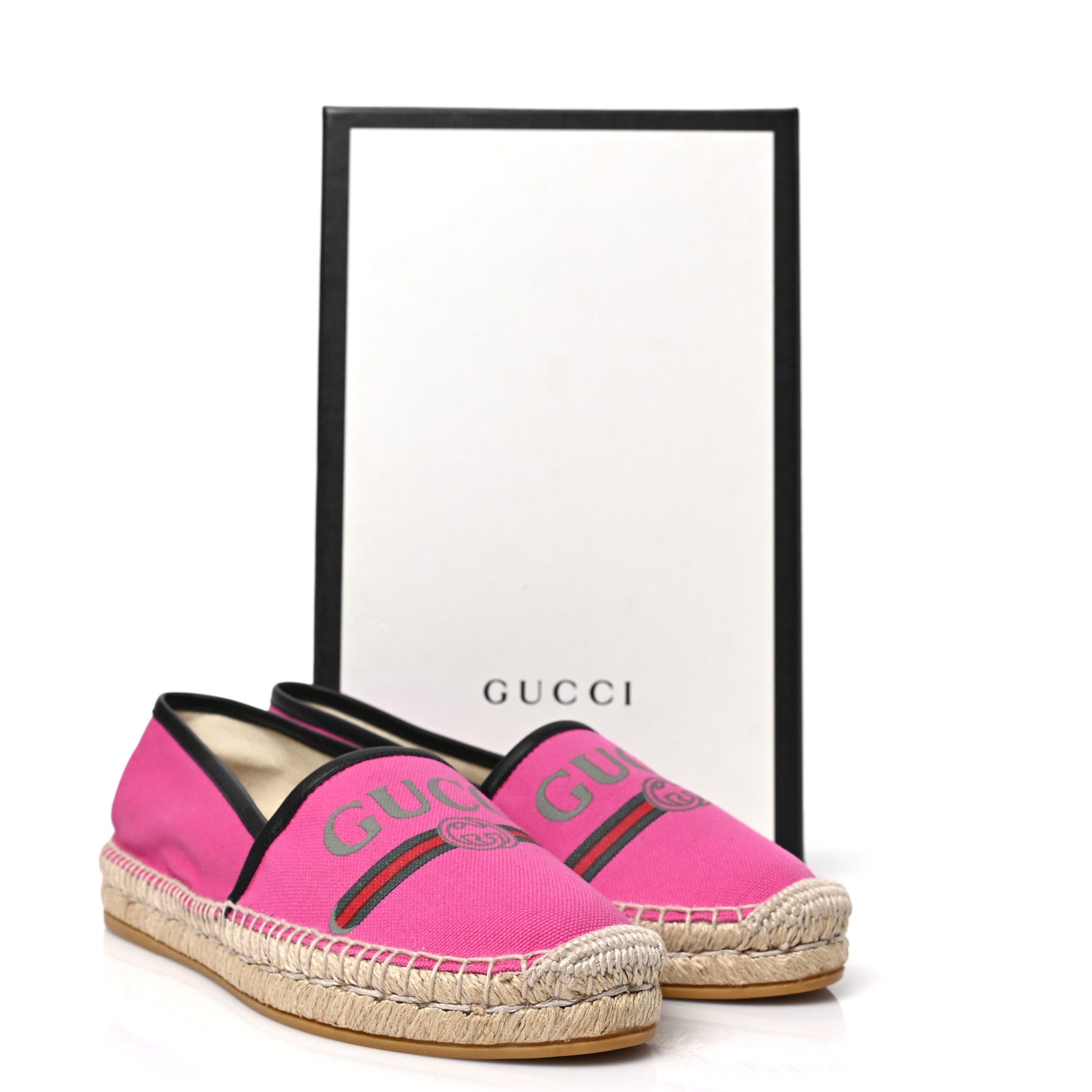 Gucci Canvas Logo Espadrilles 38.5 Cyclamen Rose Black 8 of 8