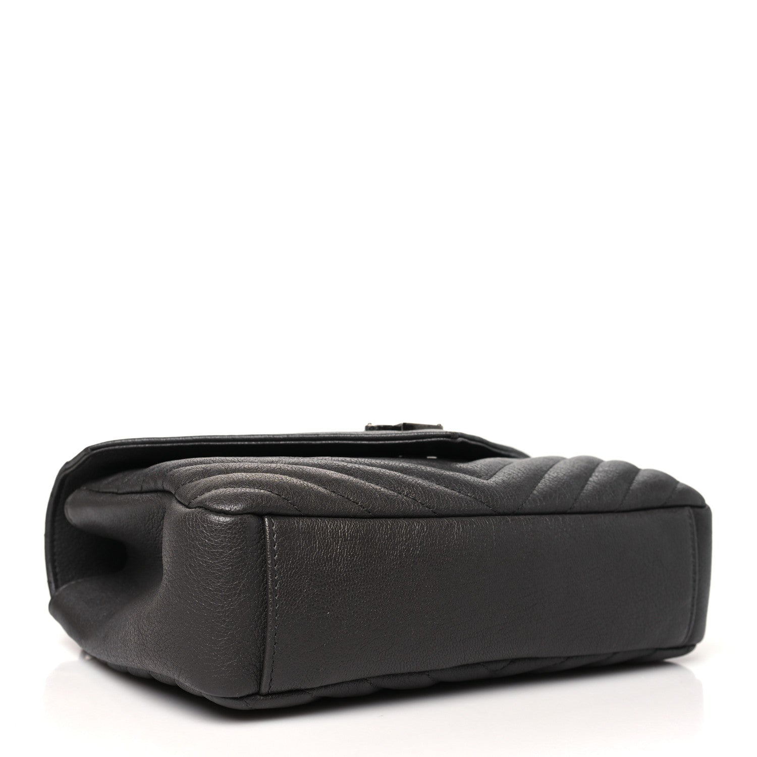 Saint Laurent Sheepskin Matelasse Chevron Monogram Medium College Bag Light Coal 4 of 11