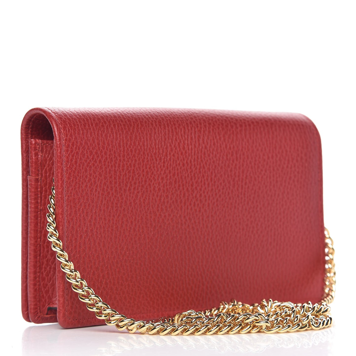 Dollar Calfskin Mini GG Marmont Chain Wallet Hibiscus Red