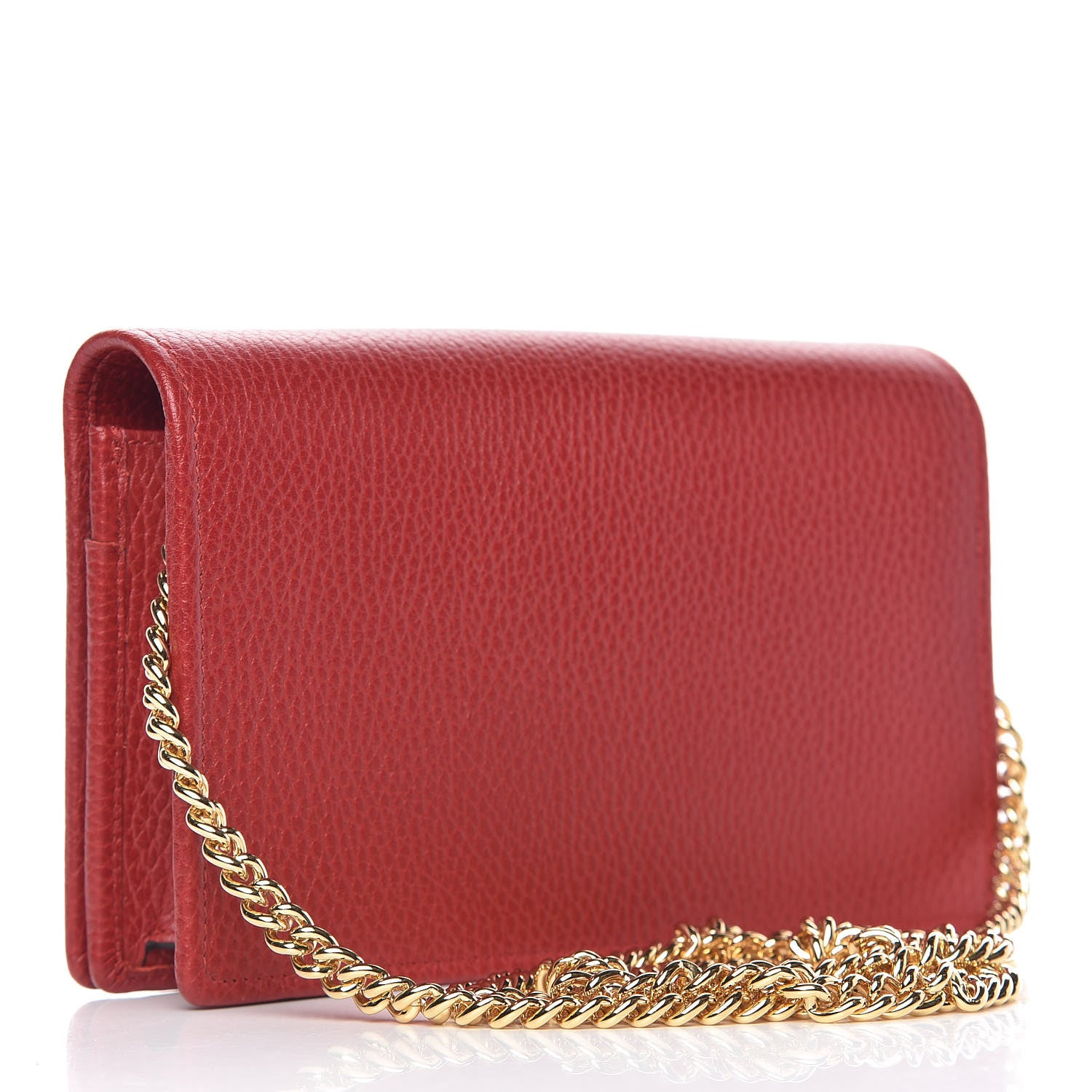 Gucci Dollar Calfskin Mini GG Marmont Chain Wallet Hibiscus Red 3 of 10