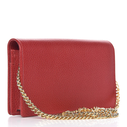 Gucci Dollar Calfskin Mini GG Marmont Chain Wallet Hibiscus Red 3 of 10