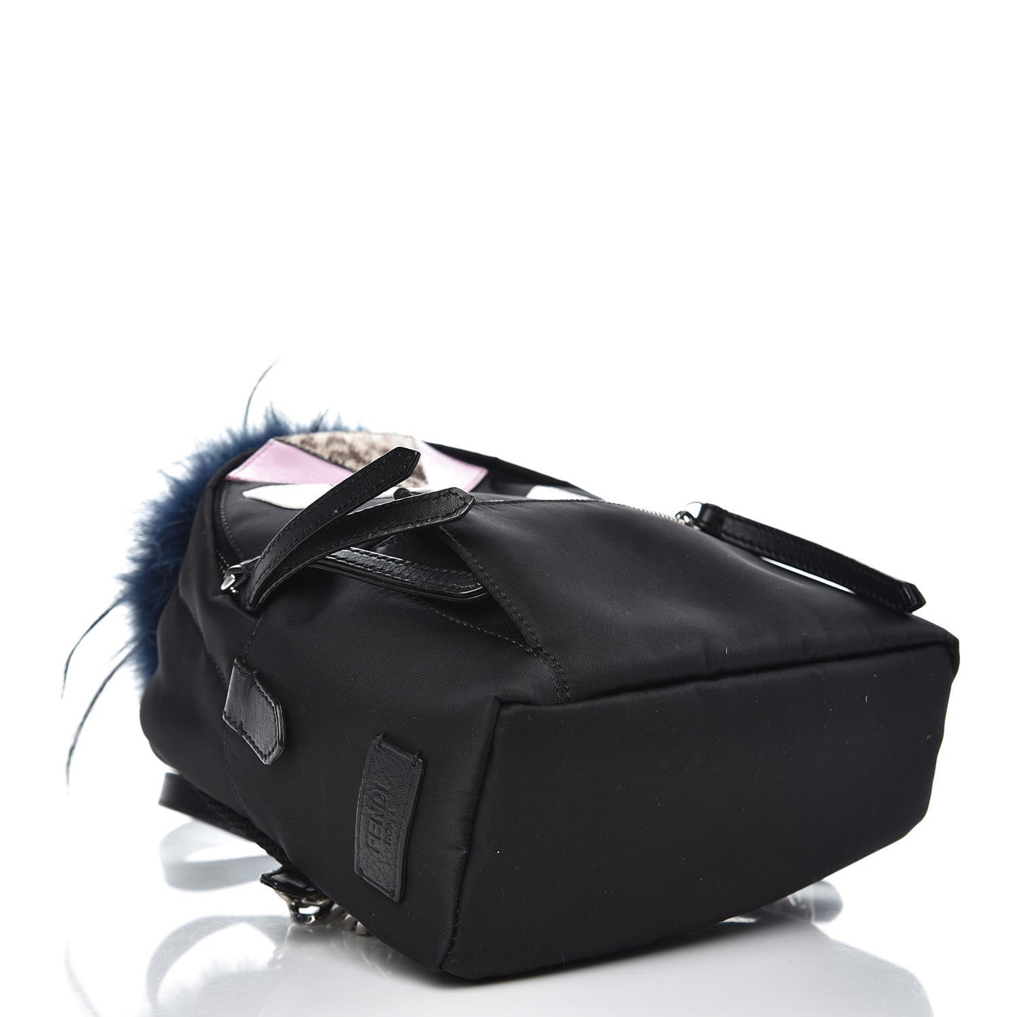 Nylon Vitello Fox Goat Fur Monster Eyes Mini Backpack Black Multicolor Sky