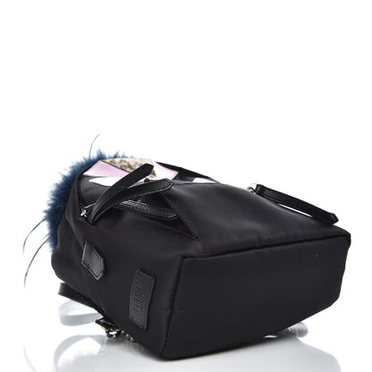 Fendi Nylon Vitello Fox Goat Fur Monster Eyes Mini Backpack Black Multicolor Sky 4 of 7