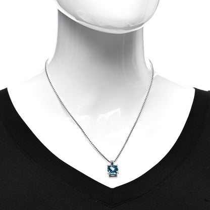 David Yurman Sterling Silver Diamond Blue Topaz 11mm Chatelaine Pendant Necklace 2 of 4