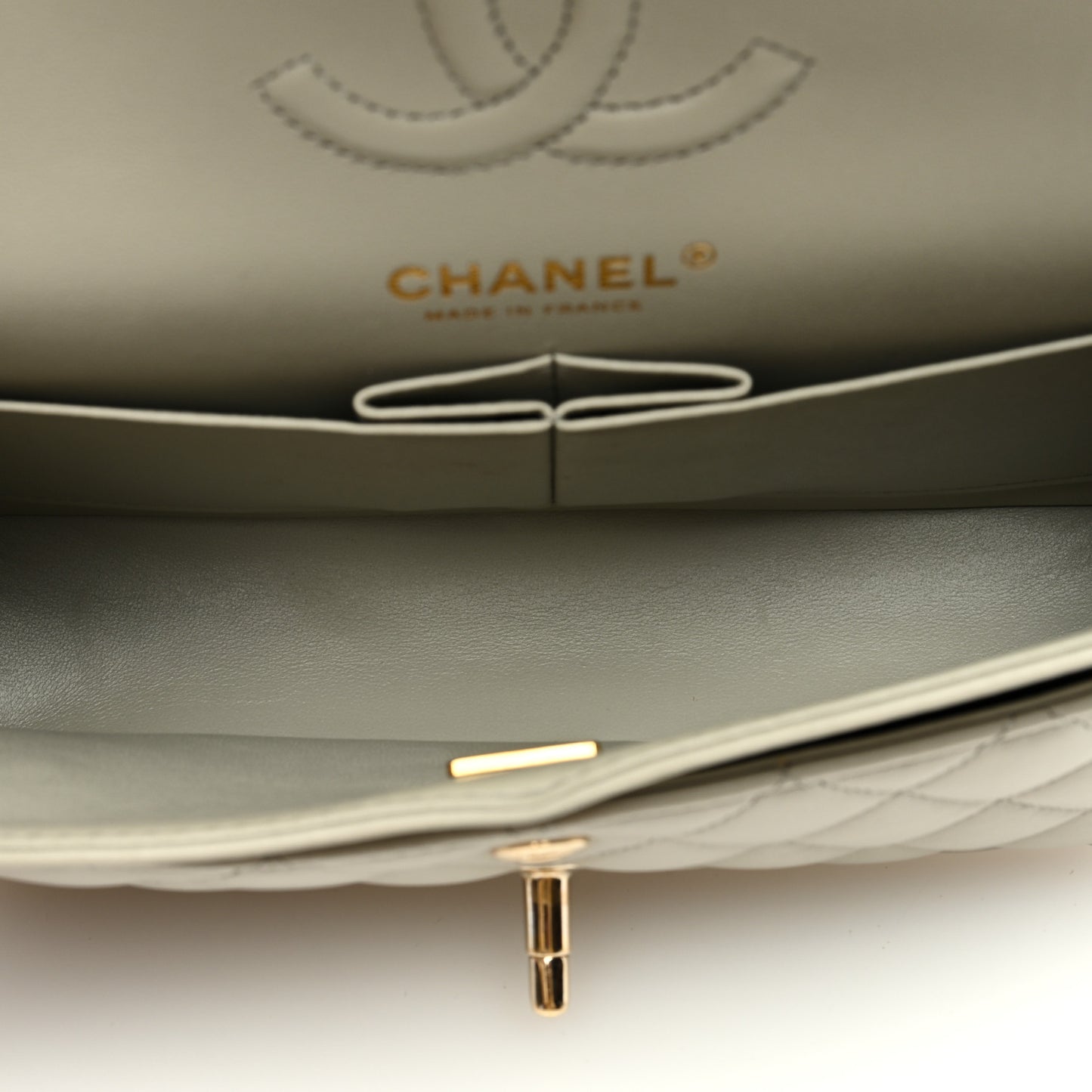 Lambskin Quilted Small Double Flap Grey