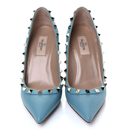 Valentino Garavani Pebbled Calfskin Rockstud 85mm Pumps 37.5 Light Blue 7 of 8