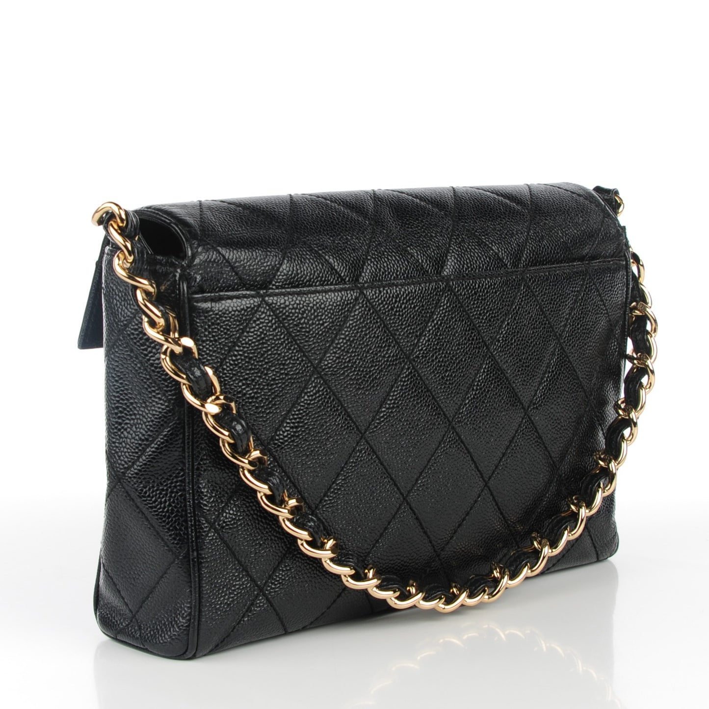 Caviar Quilted Single Flap Black