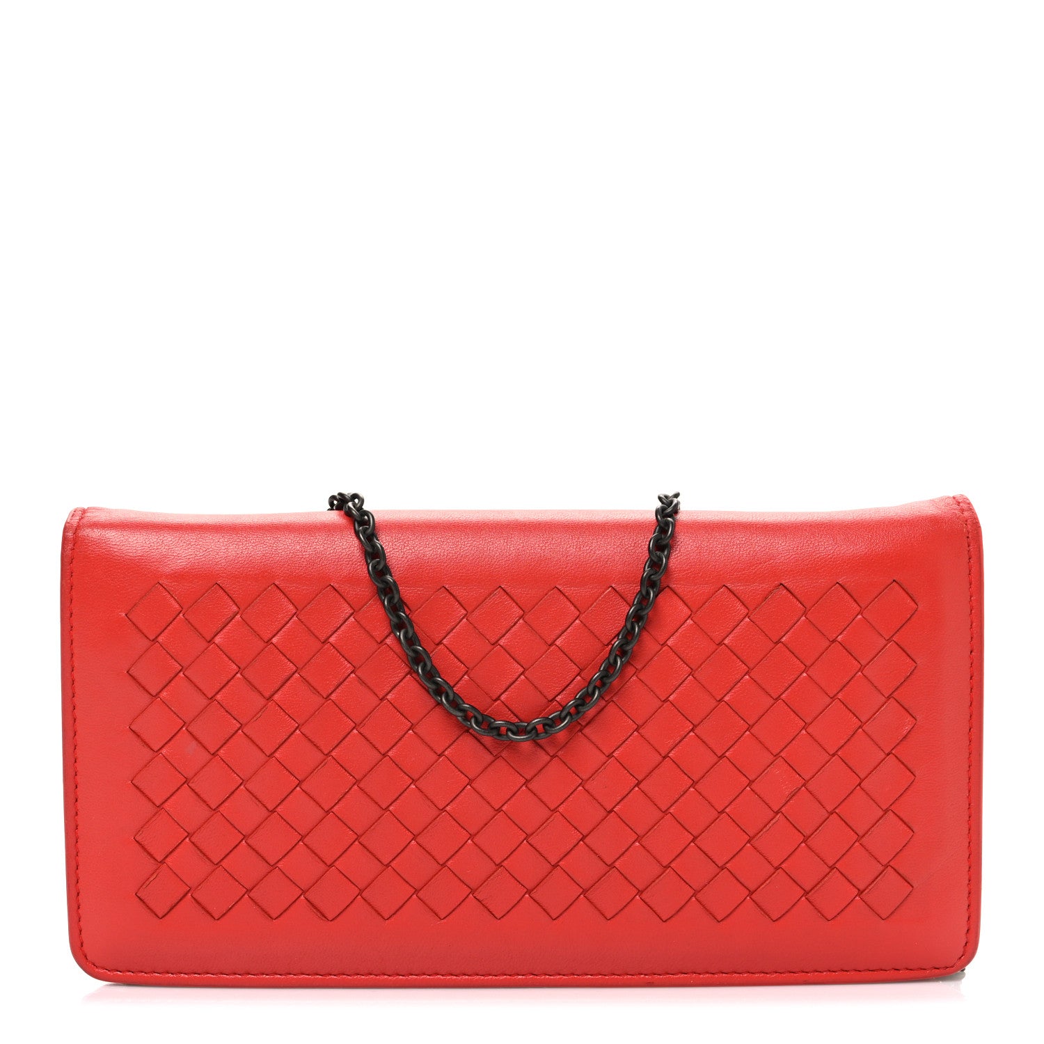Bottega Veneta Nappa Intrecciato Continental Wallet on Chain Red 1 of 11