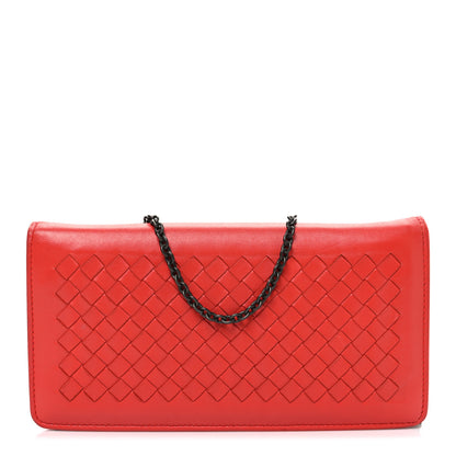 Bottega Veneta Nappa Intrecciato Continental Wallet on Chain Red 1 of 11