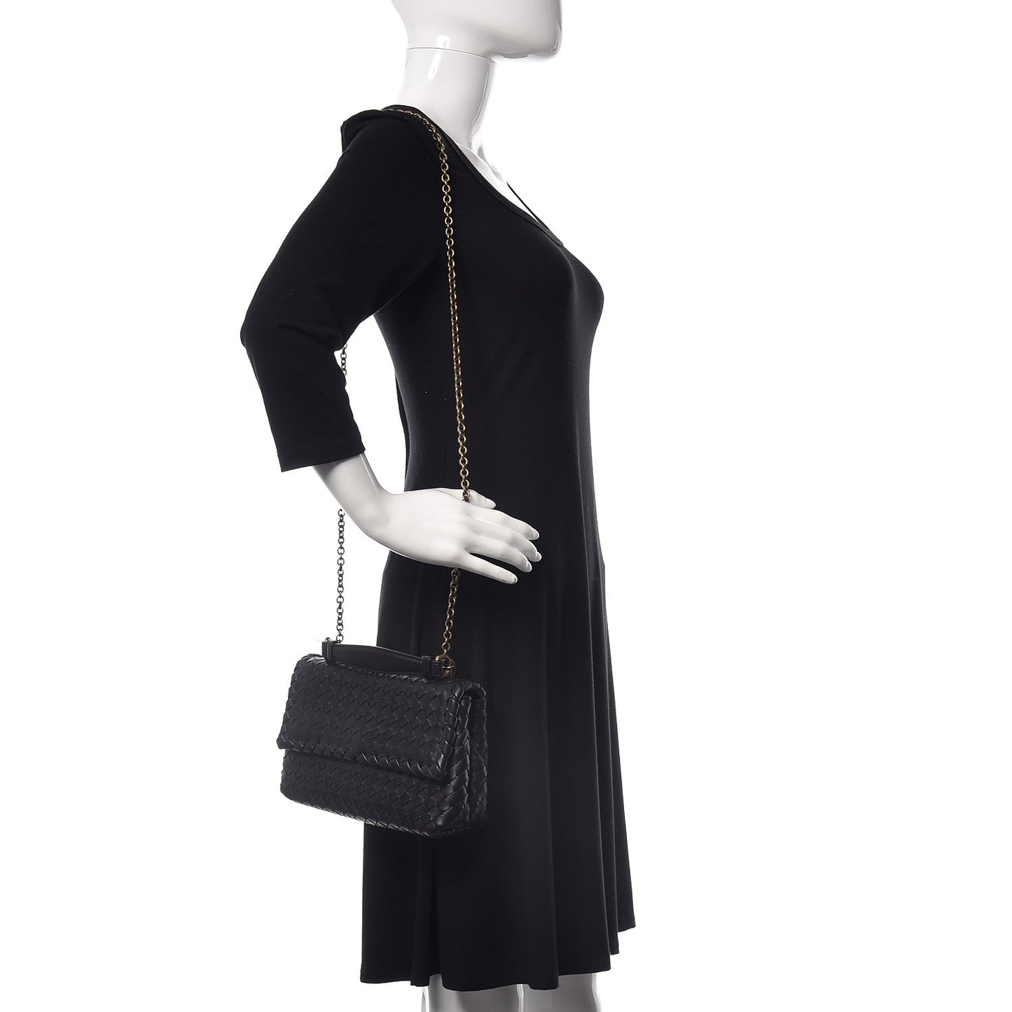 Nappa Intrecciato Baby Olimpia Shoulder Bag Black