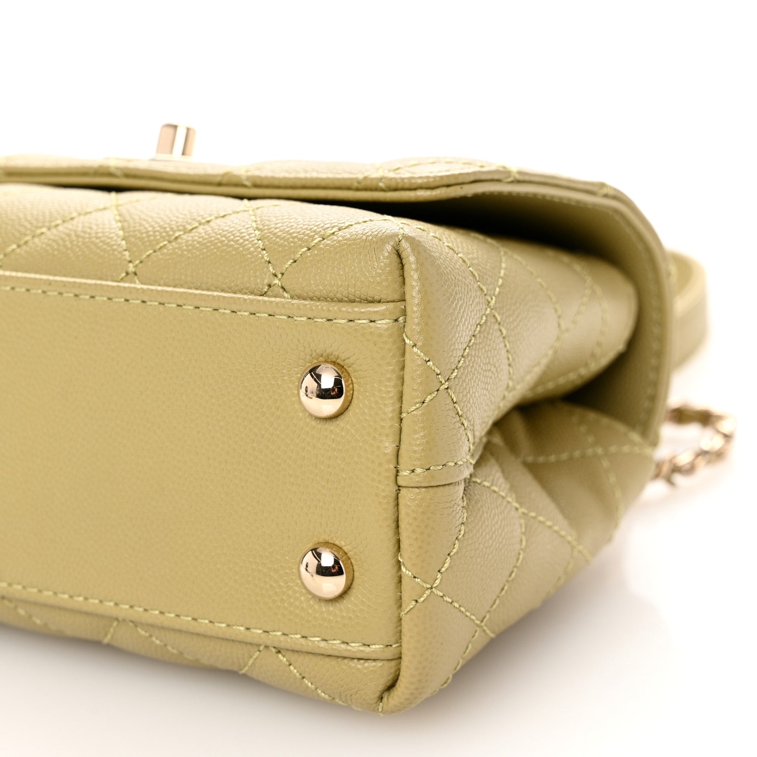 Chanel Caviar Quilted Extra Mini Coco Handle Flap Light Green 10 of 10
