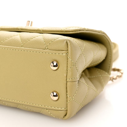 Chanel Caviar Quilted Extra Mini Coco Handle Flap Light Green 10 of 10