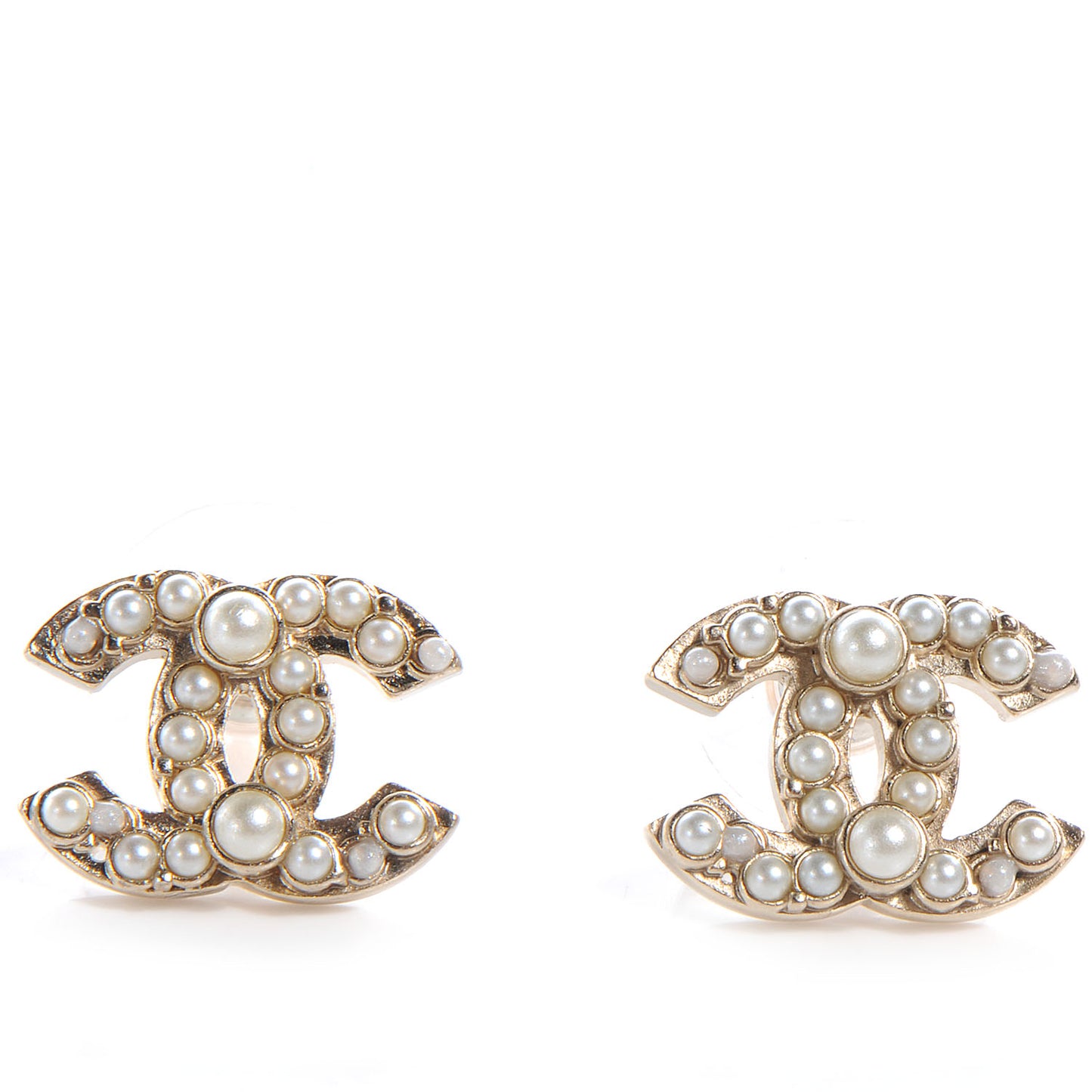 Pearl CC Logo Earrings Gold